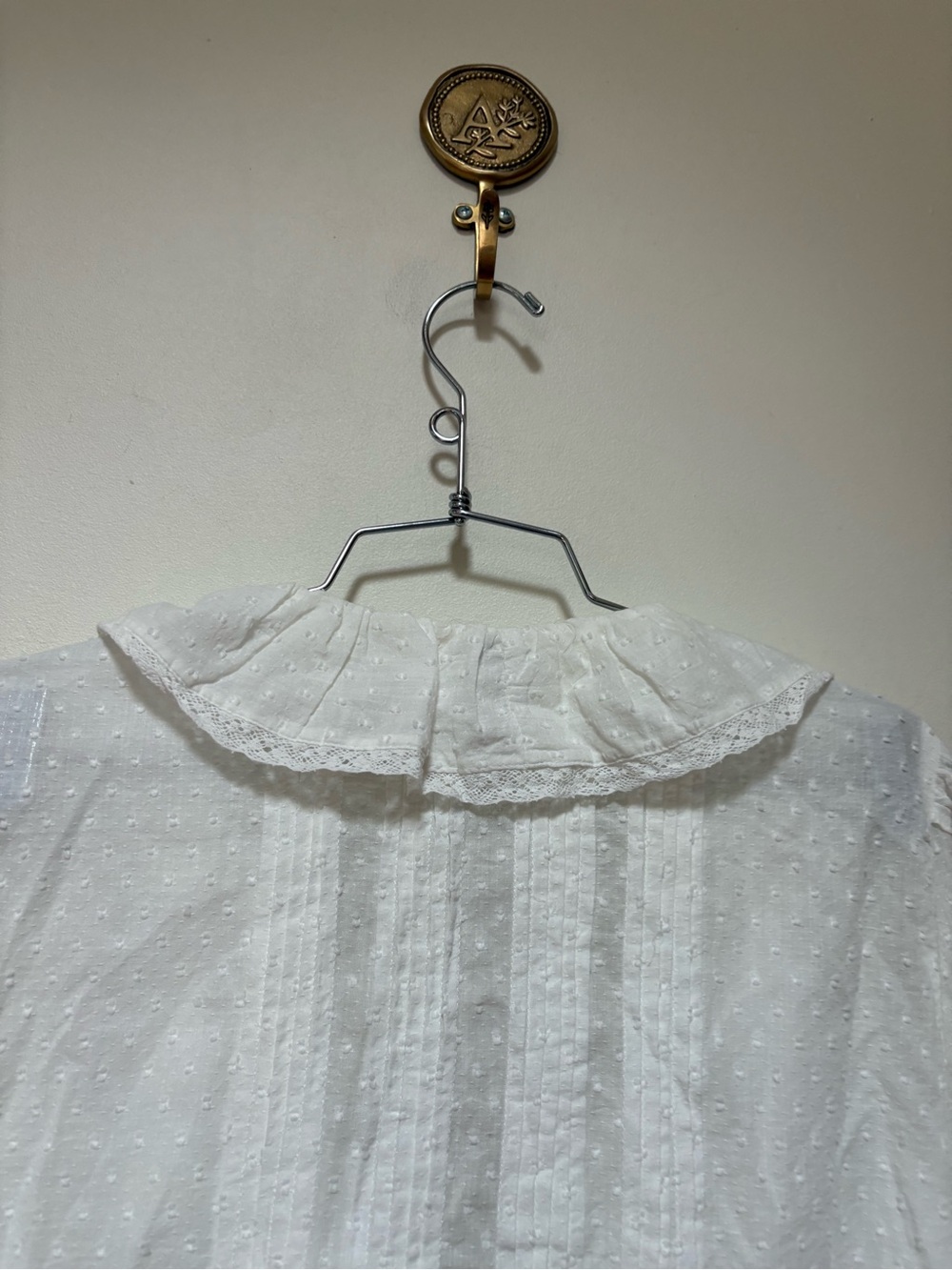 NWOT By Anthropologie Ruffled Pin-Tuck Button-Front Blouse Size Medium - Picture 11 of 13
